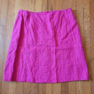 Talbots Irish Linen Skirt 16 Hot Pink Summer Barbiecore Modest Summer Natural Mi
